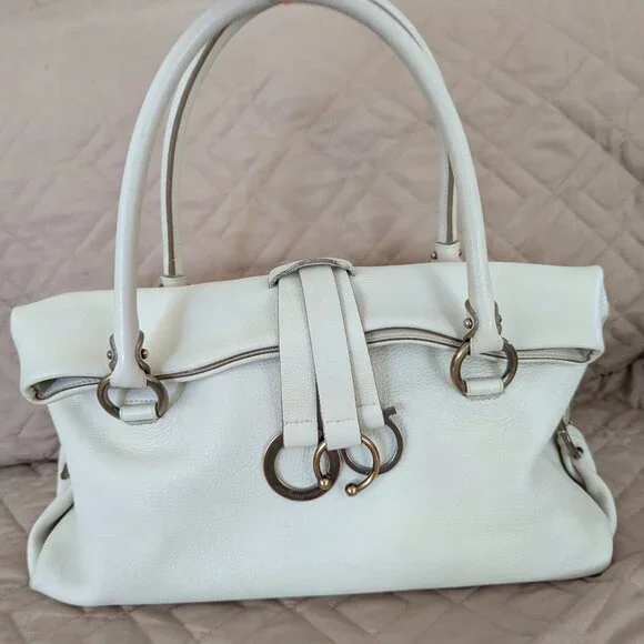 EUC Rare Vintage authentic Salvatore Ferragamo Handbag Shoulder Gancini White